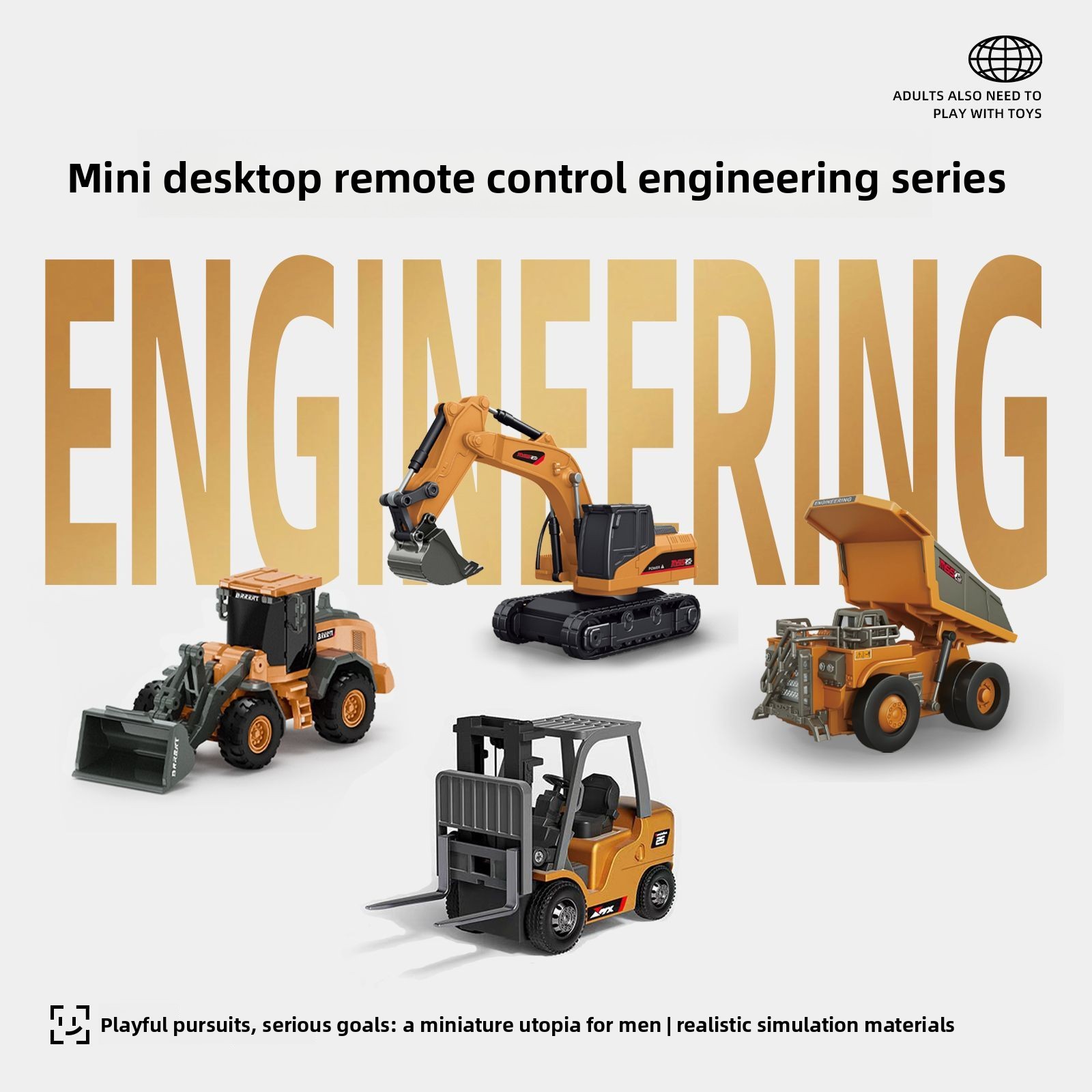 Heavy Equipment Excavator - Set di Veicoli RC in Metallo